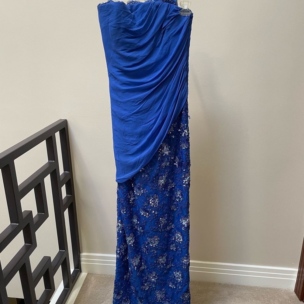 Blue Evening Gown with Attached Shawl